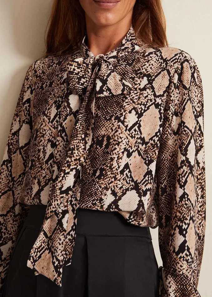 Phase Eight Shirts and Blouses Semira Snake Tie Blouse Neutral 8211 Women
