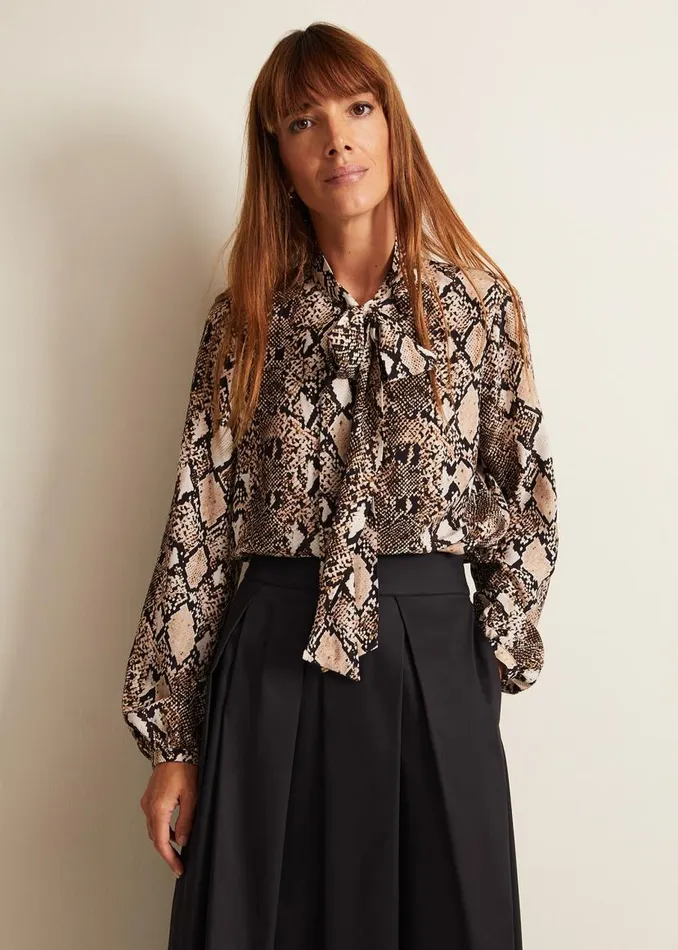 Phase Eight Shirts and Blouses Semira Snake Tie Blouse Neutral 8211 Women