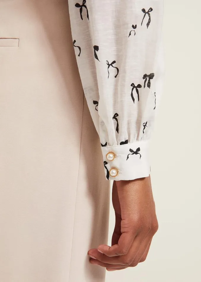 Phase Eight Shirts and Blouses Taytum Bow Print Blouse Ivory 8211 Women