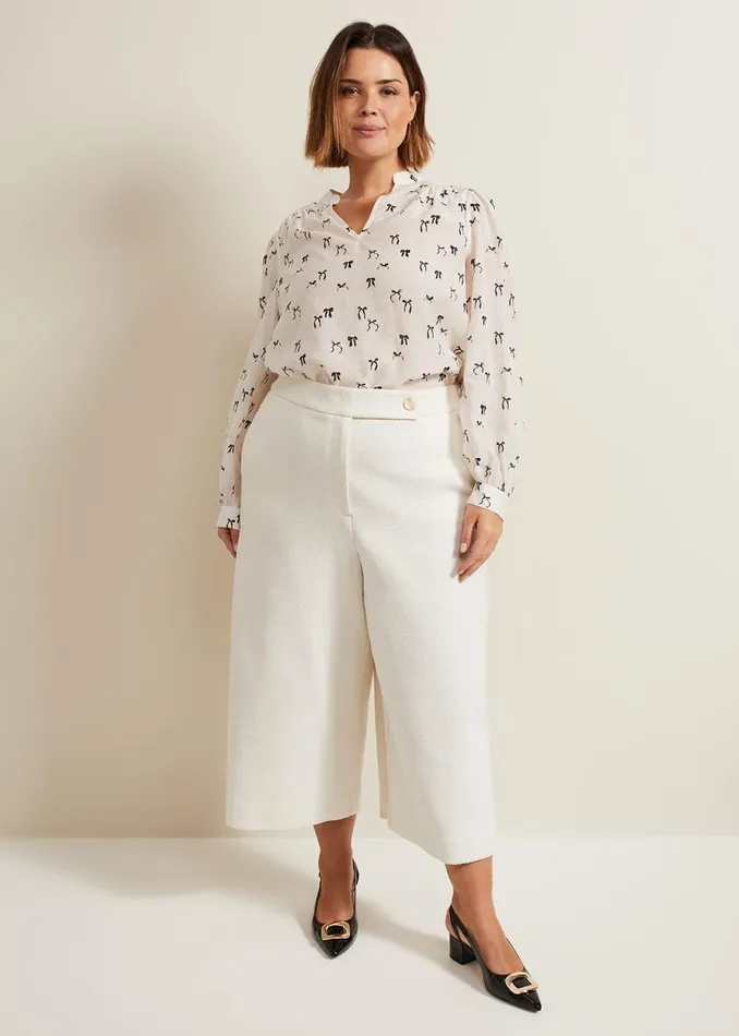 Phase Eight Shirts and Blouses Taytum Bow Print Blouse Ivory 8211 Women