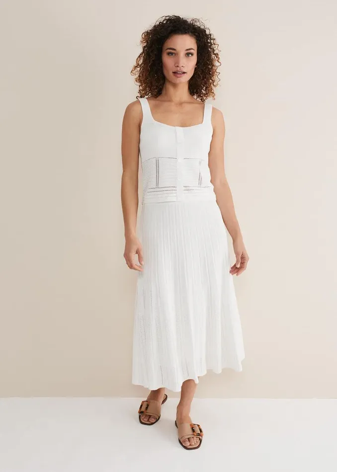 Phase Eight Skirts Clara Knitted CoOrd Skirt White 8211 Women