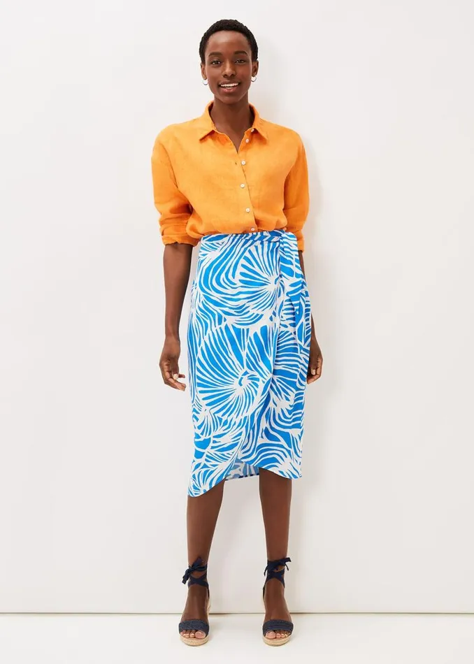 Phase Eight Skirts Dorothy Shell Print Wrap Skirt Bluewhite 8211 Women