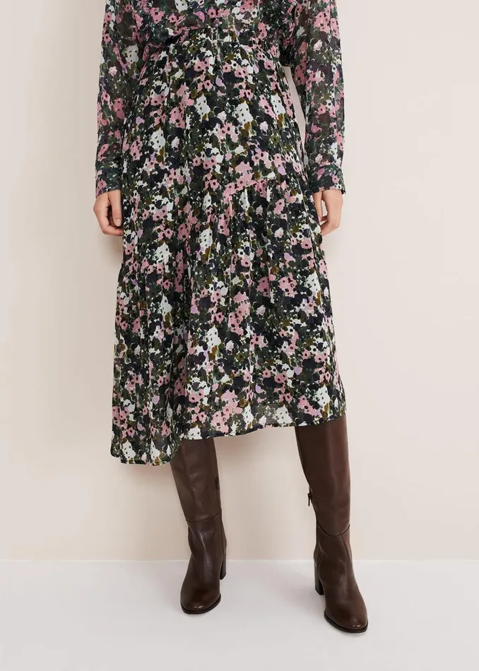 Phase Eight Skirts Zowena Floral Tiered Midi Skirt Multicoloured 8211 Women
