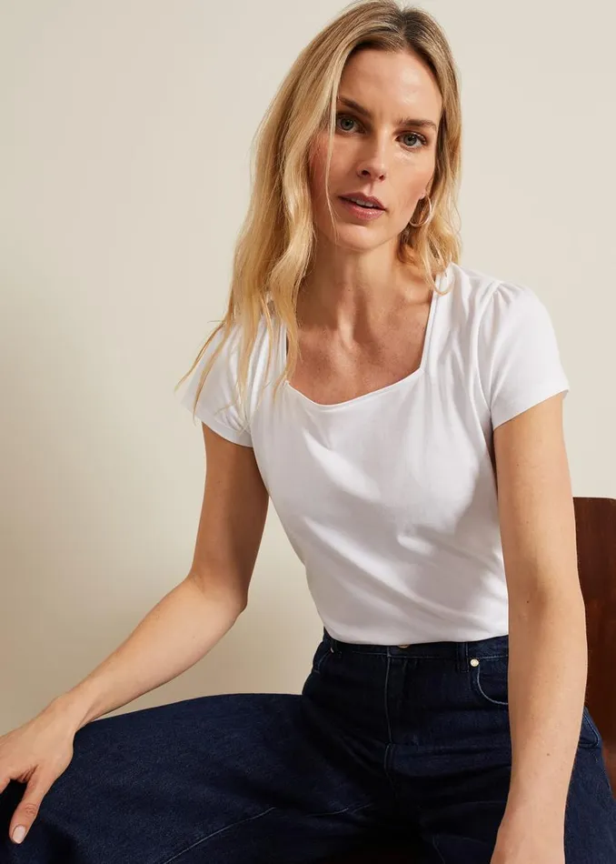 Phase Eight Tops and TShirts Bella Square Neck Top White 8211 Women