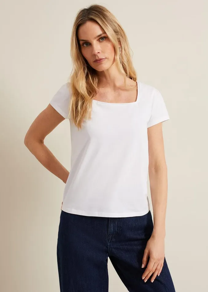 Phase Eight Tops and TShirts Bella Square Neck Top White 8211 Women
