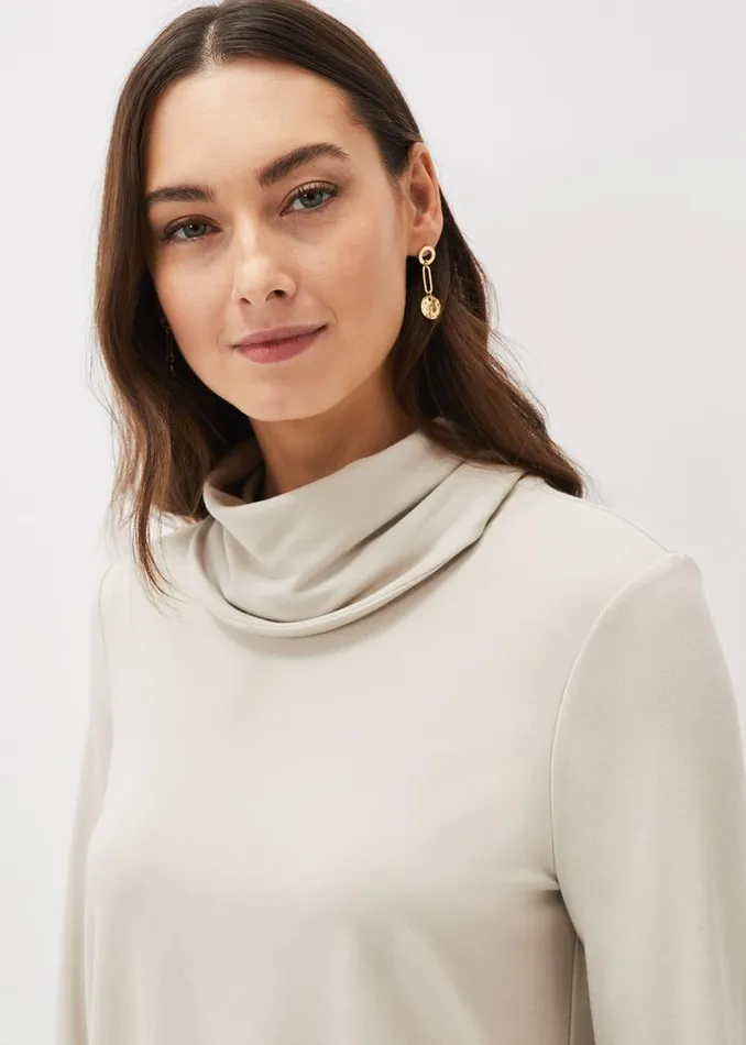 Phase Eight Tops and TShirts Elia Cowl Neck Blouson Top Stone 8211 Women