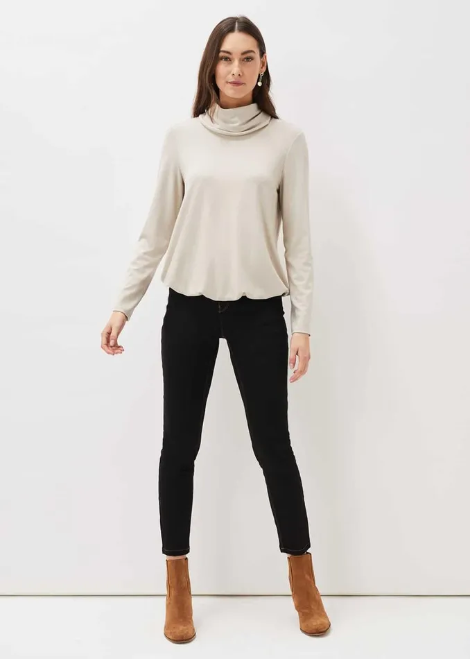 Phase Eight Tops and TShirts Elia Cowl Neck Blouson Top Stone 8211 Women