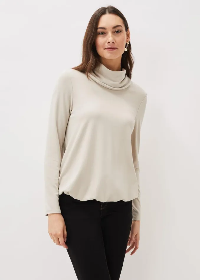 Phase Eight Tops and TShirts Elia Cowl Neck Blouson Top Stone 8211 Women