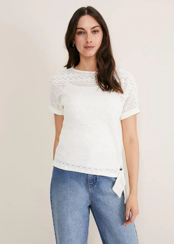 Phase Eight Tops and TShirts Emmlyn Lace Textured Top Ivory 8211 Women
