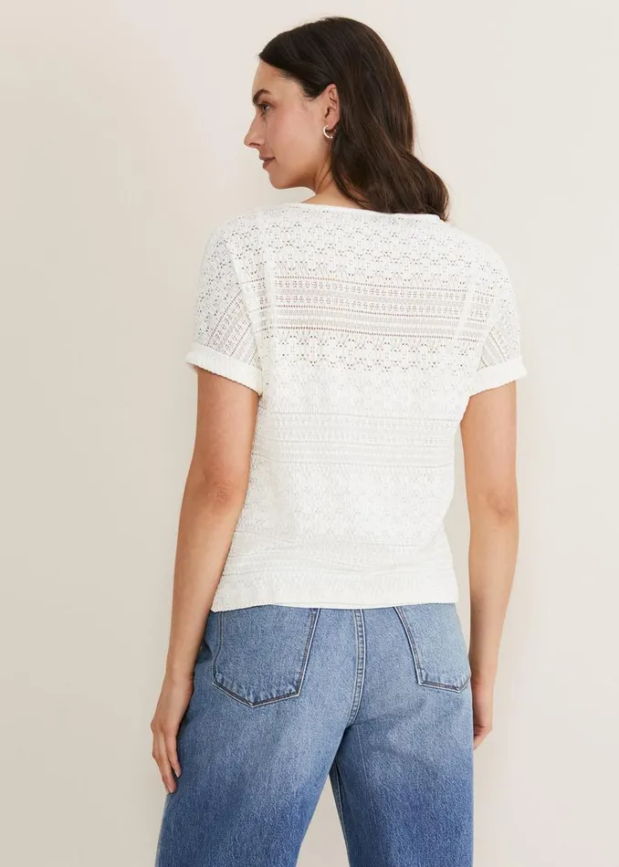 Phase Eight Tops and TShirts Emmlyn Lace Textured Top Ivory 8211 Women