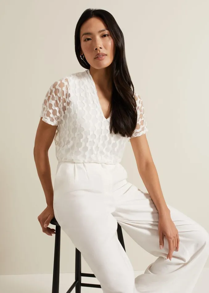 Phase Eight Tops and TShirts Lara Burnout Top Ivory 8211 Women