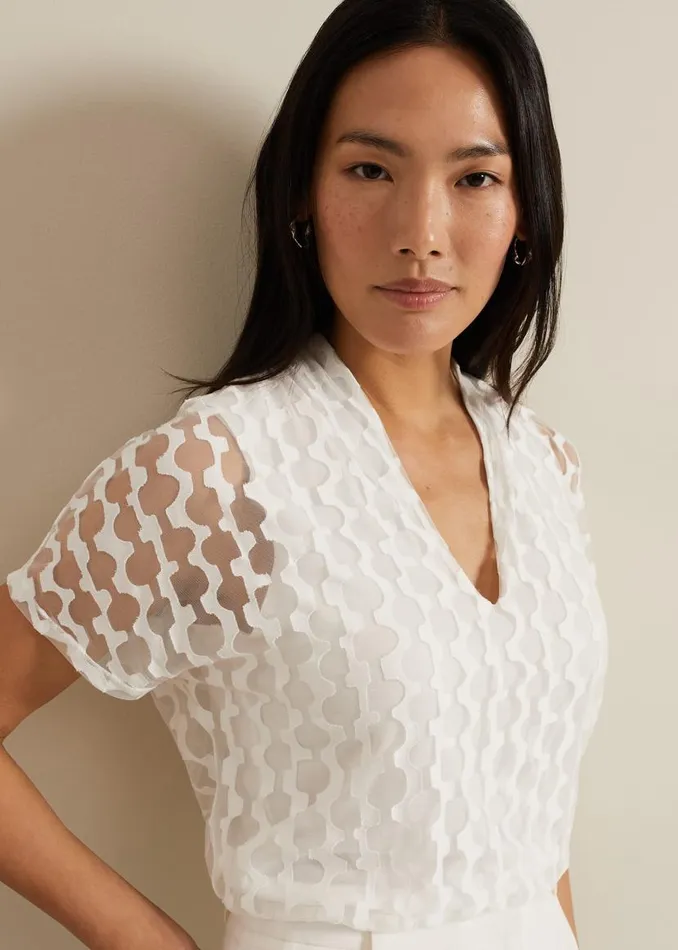 Phase Eight Tops and TShirts Lara Burnout Top Ivory 8211 Women