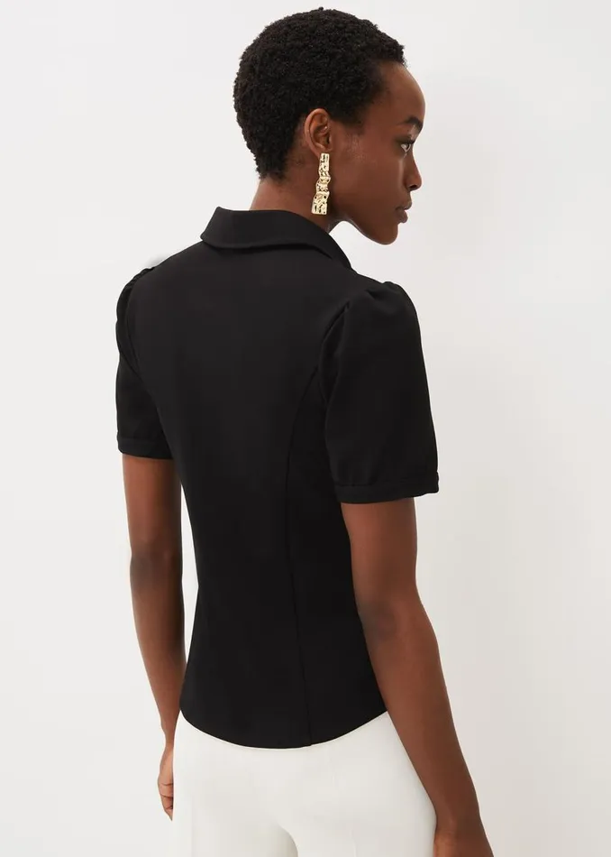 Phase Eight Tops and TShirts Shaden Zip Front Ponte Top Black 8211 Women