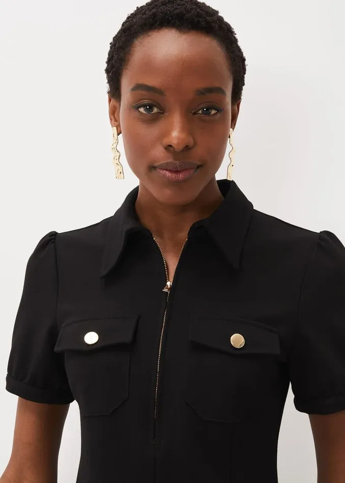 Phase Eight Tops and TShirts Shaden Zip Front Ponte Top Black 8211 Women