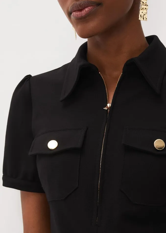 Phase Eight Tops and TShirts Shaden Zip Front Ponte Top Black 8211 Women