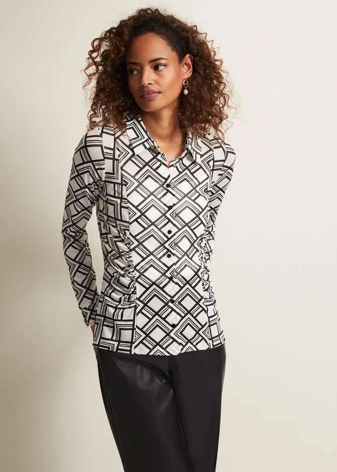Phase Eight Tops and TShirts Zaylia Geo Mesh Print Shirt Blackivory 8211 Women Phase Eight Tops and TShirts Zaylia Geo Mesh Print Shirt Blackivory 8211 Women
