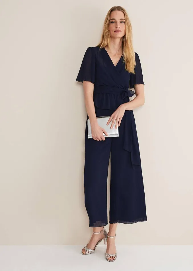 Phase Eight Trousers Aster Plisse Trousers CoOrd French Navy 8211 Women