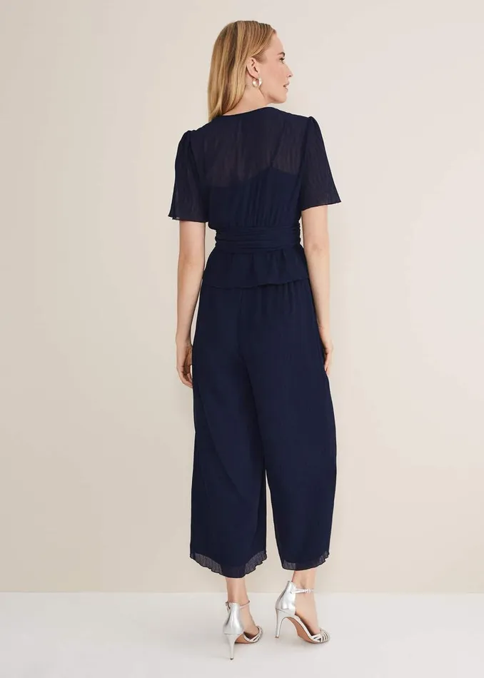 Phase Eight Trousers Aster Plisse Trousers CoOrd French Navy 8211 Women