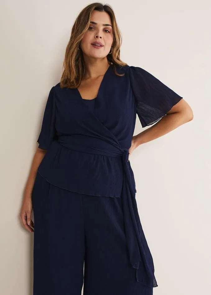 Phase Eight Trousers Aster Plisse Trousers CoOrd French Navy 8211 Women