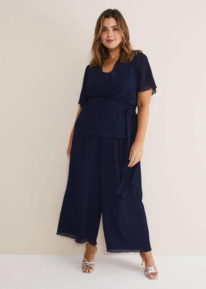 Phase Eight Trousers Aster Plisse Trousers CoOrd French Navy 8211 Women