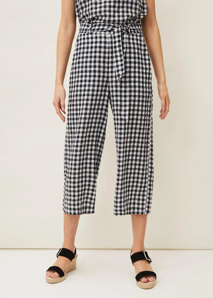 Phase Eight Trousers Clea Gingham Culottes Navyivory 8211 Women