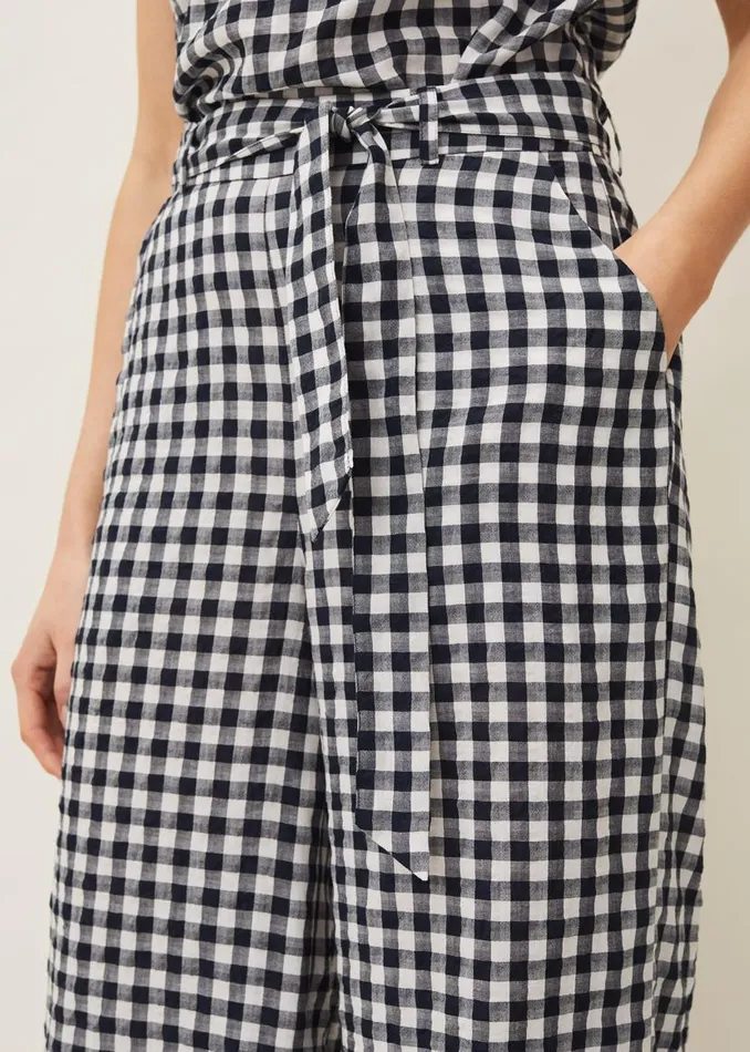 Phase Eight Trousers Clea Gingham Culottes Navyivory 8211 Women