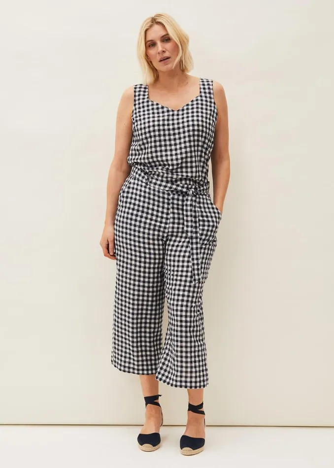 Phase Eight Trousers Clea Gingham Culottes Navyivory 8211 Women