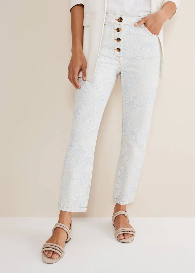 Phase Eight Trousers Cordelia Floral Straight Leg Jeans Ivoryblue 8211 Women