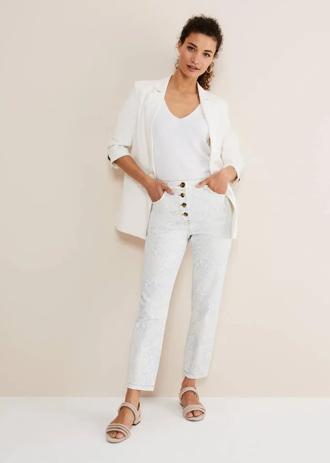Phase Eight Trousers Cordelia Floral Straight Leg Jeans Ivoryblue 8211 Women Phase Eight Trousers Cordelia Floral Straight Leg Jeans Ivoryblue 8211 Women