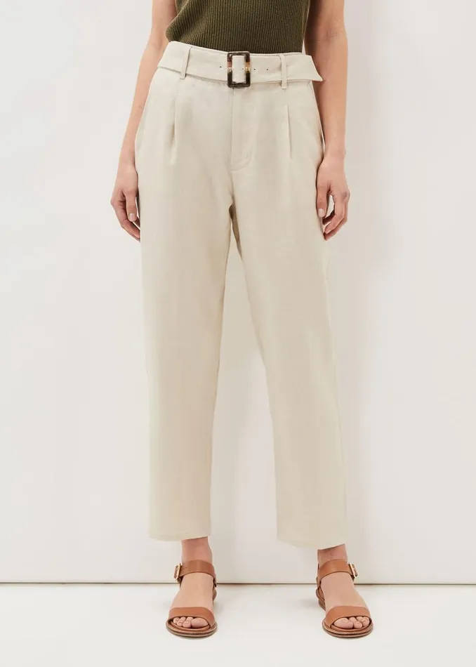 Phase Eight Trousers Hazel Linen Tapered Trousers Stone 8211 Women