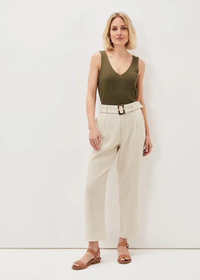 Phase Eight Trousers Hazel Linen Tapered Trousers Stone 8211 Women