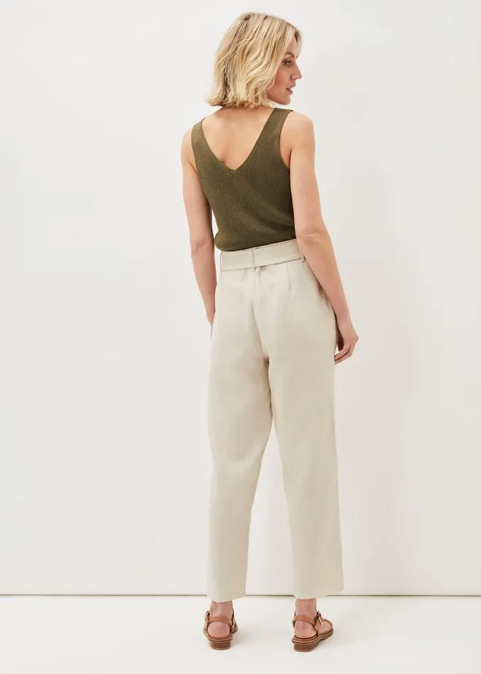 Phase Eight Trousers Hazel Linen Tapered Trousers Stone 8211 Women