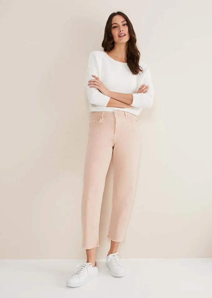 Phase Eight Trousers Petra Raw Hem Straight Leg Jean Pink 8211 Women