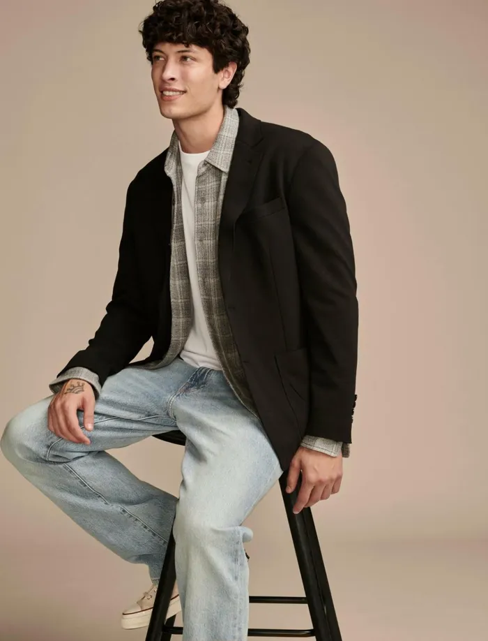 Pique Blazer 4Way Stretch Black Men Lucky Brand Suit Separates