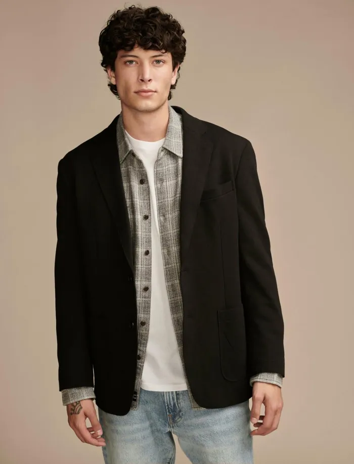 Pique Blazer 4Way Stretch Black Men Lucky Brand Suit Separates