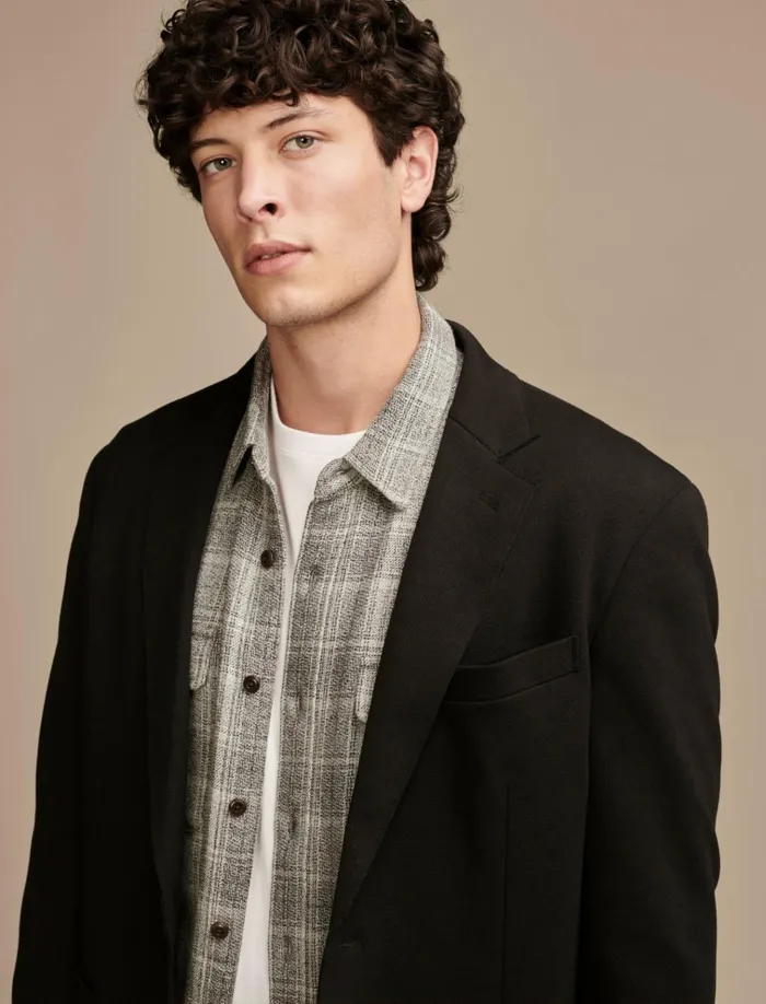 Pique Blazer 4Way Stretch Black Men Lucky Brand Suit Separates