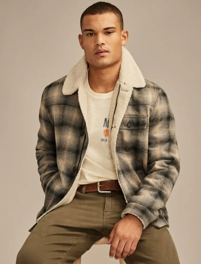 Plaid Faux Shearling Lined Trucker Jacket Grey Plaid Men Lucky Brand Jackets and Outerwear Plaid Faux Shearling Lined Trucker Jacket Grey Plaid Men Lucky Brand Jackets and Outerwear