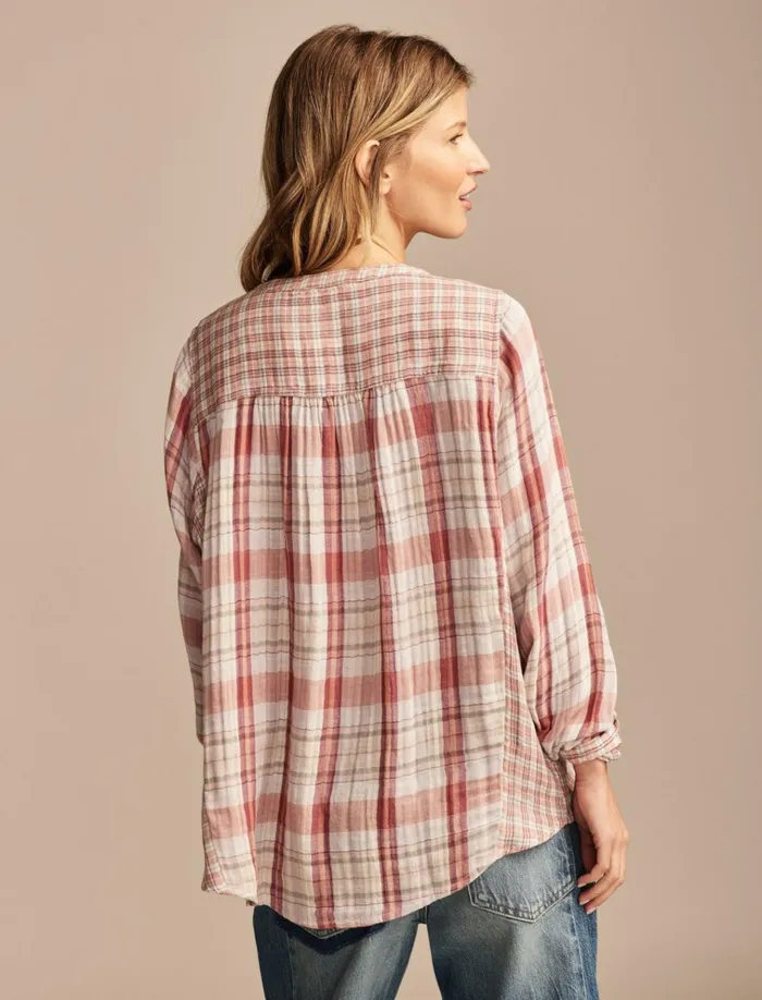 Plaid Mix Buttondown Shirt Burgundy Plaid Women Lucky Brand Blouses
