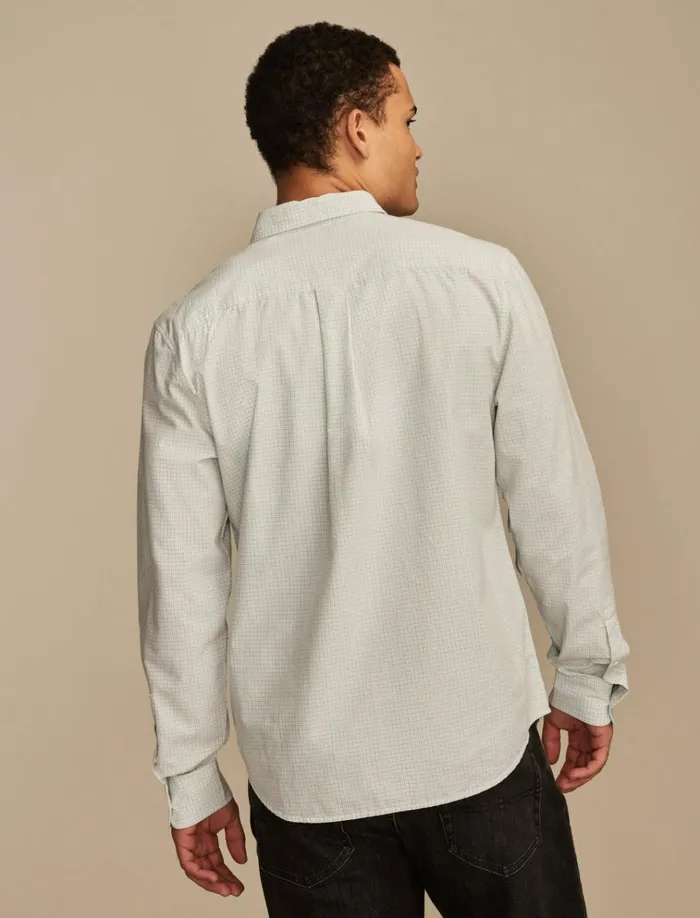 Plaid One Pocket Poplin Long Sleeve Shirt White Multi Men Lucky Brand ButtonDowns