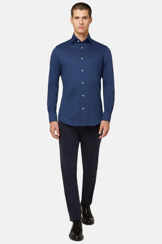 Polo Shirts Men Boggi Milano Regular Fit Japanese Jersey Polo Shirt Navy Blue