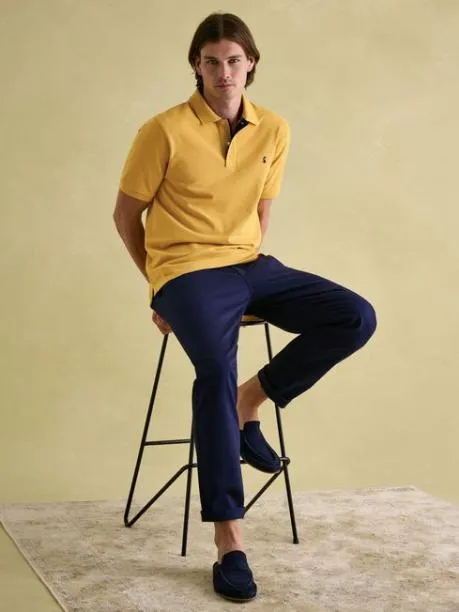 Polo Shirts Men Joules Bright Yellow Regular Fit Cotton Pique Polo Shirt