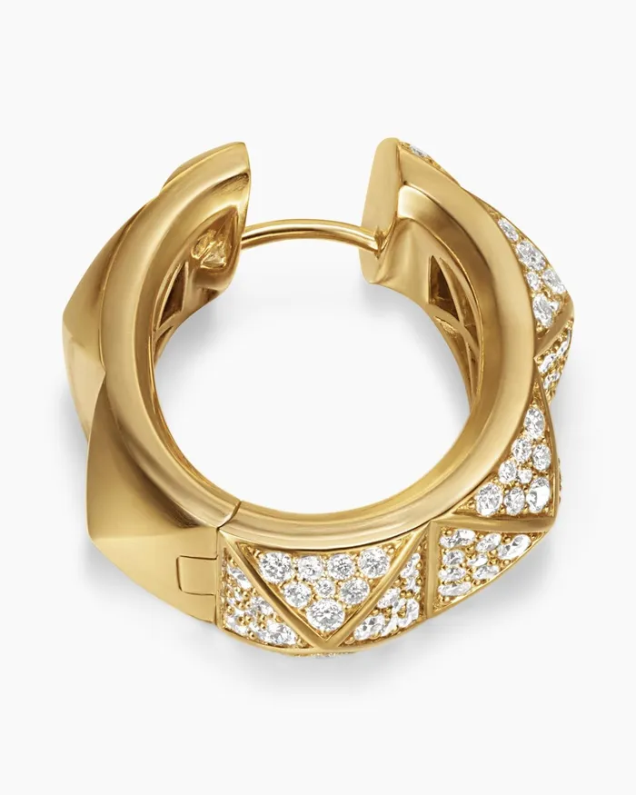Pyramid Hoop Earrings In 18K Yellow Gold With Diamonds 239mm Women David Yurman Hoop Pyramid Hoop Earrings In 18K Yellow Gold With Diamonds 239mm Women David Yurman Hoop