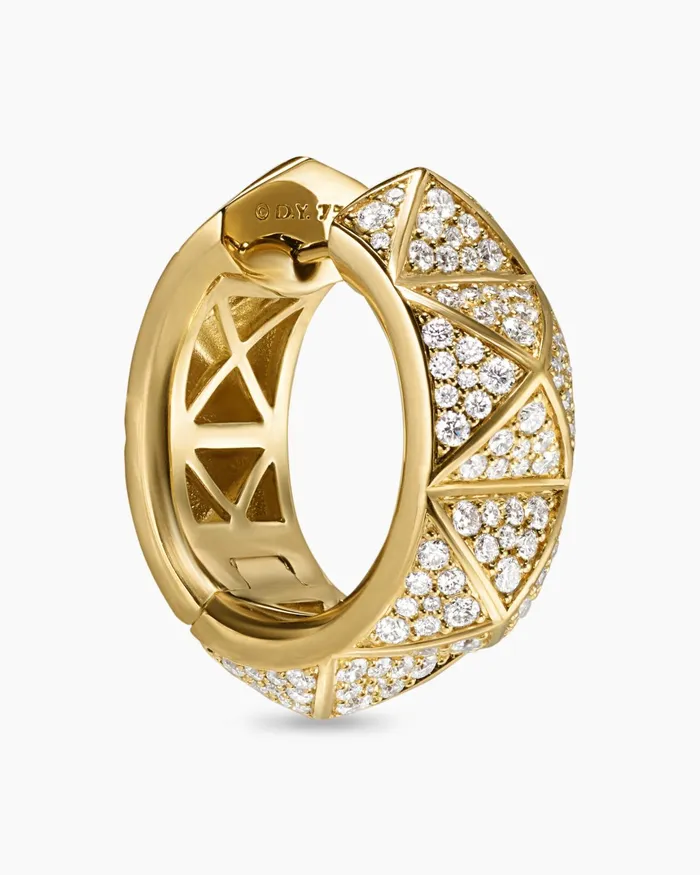 Pyramid Hoop Earrings In 18K Yellow Gold With Diamonds 239mm Women David Yurman Hoop Pyramid Hoop Earrings In 18K Yellow Gold With Diamonds 239mm Women David Yurman Hoop