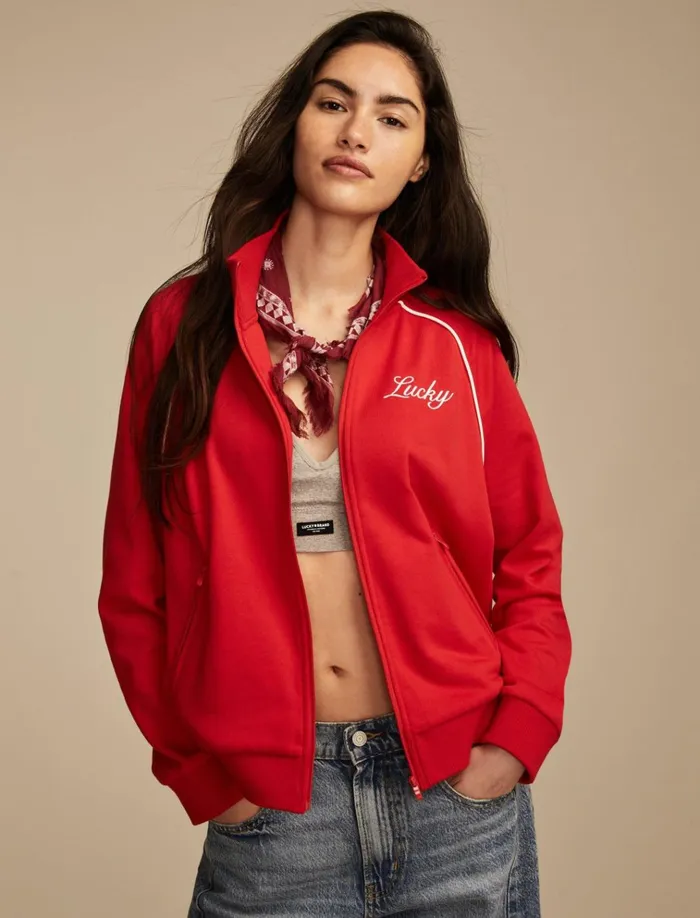 Raglan Track Jacket True Red Women Lucky Brand Activewear