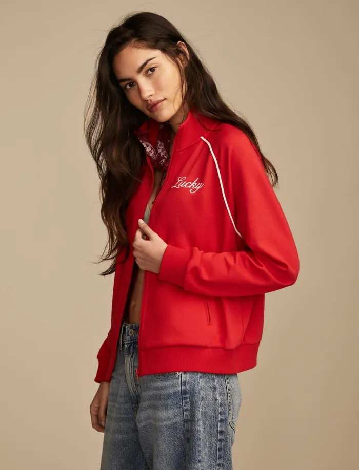 Raglan Track Jacket True Red Women Lucky Brand Activewear