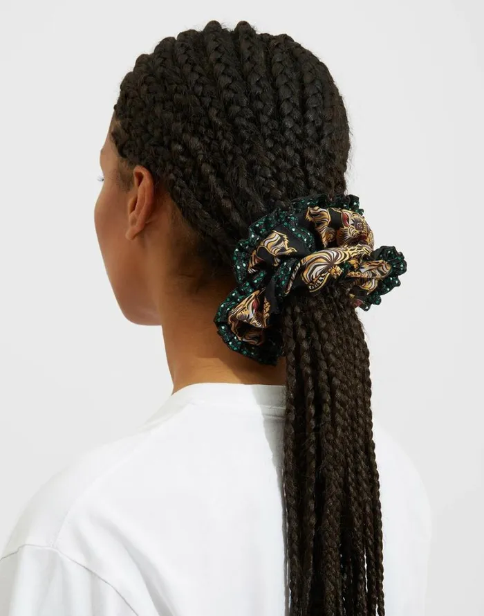 Ready To Wear Hair Accessories La Double J Scrunchie Tiger Tiles Black Small
