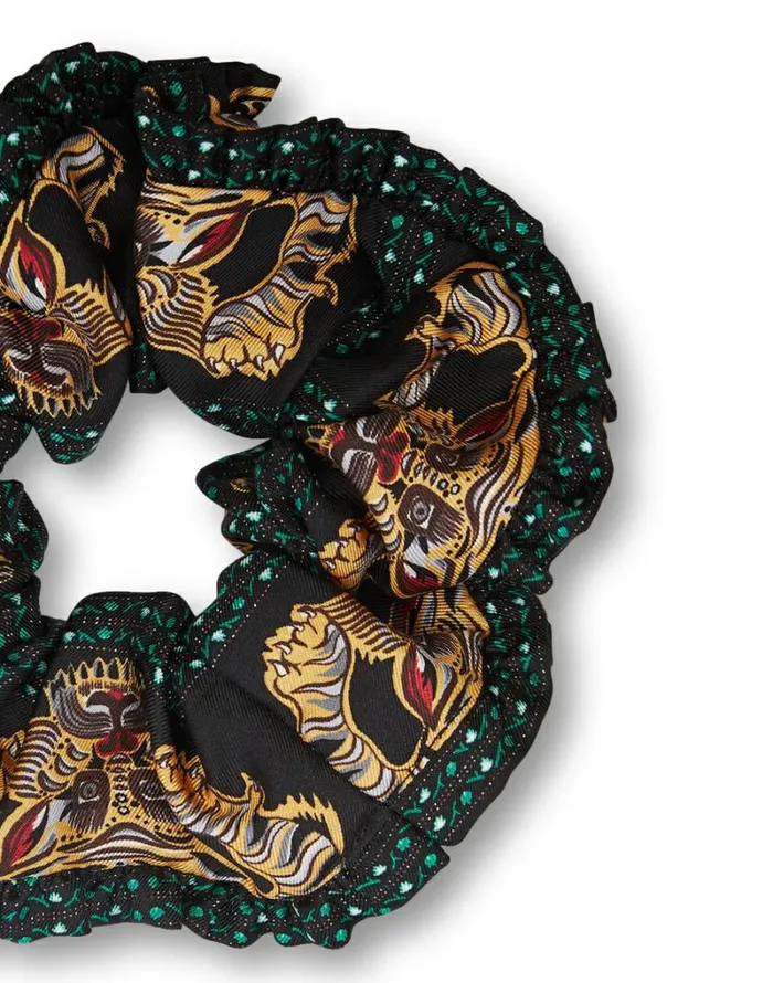 Ready To Wear Hair Accessories La Double J Scrunchie Tiger Tiles Black Small Ready To Wear Hair Accessories La Double J Scrunchie Tiger Tiles Black Small