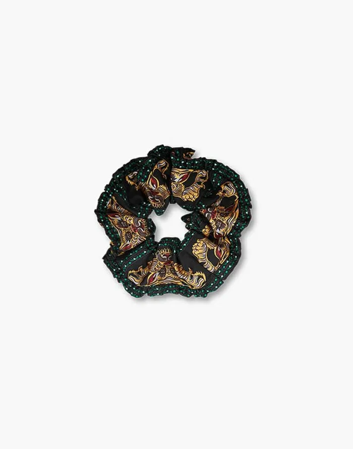 Ready To Wear Hair Accessories La Double J Scrunchie Tiger Tiles Black Small Ready To Wear Hair Accessories La Double J Scrunchie Tiger Tiles Black Small