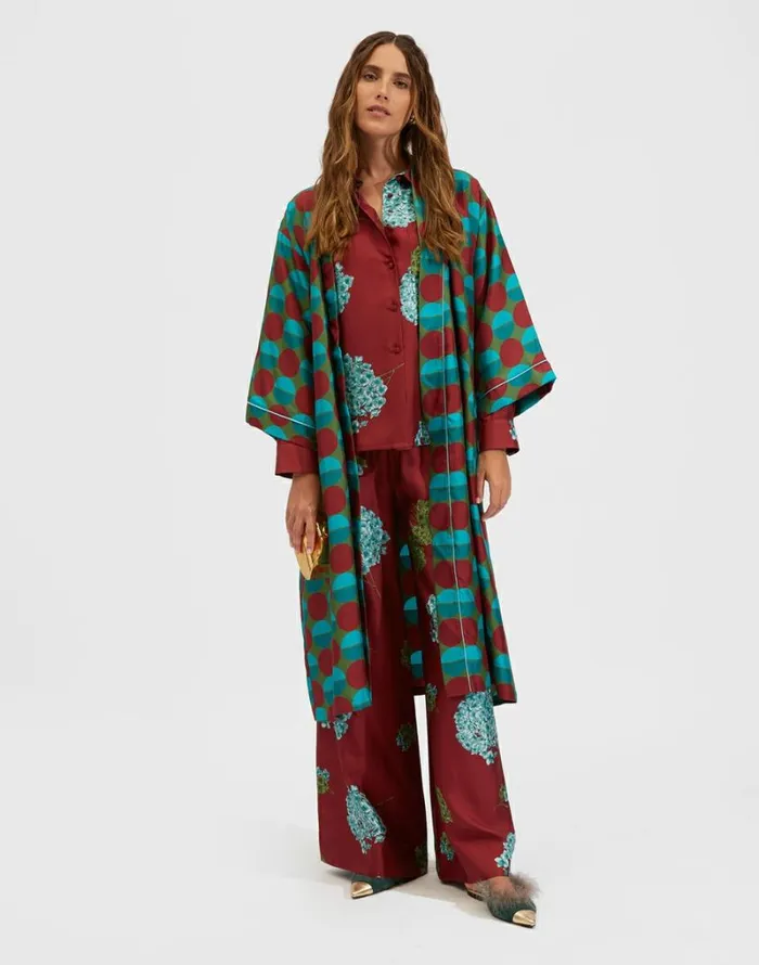 Ready To Wear Loungewear La Double J Silk Robe Sfere Grandi Verde