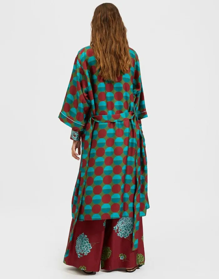 Ready To Wear Loungewear La Double J Silk Robe Sfere Grandi Verde Ready To Wear Loungewear La Double J Silk Robe Sfere Grandi Verde